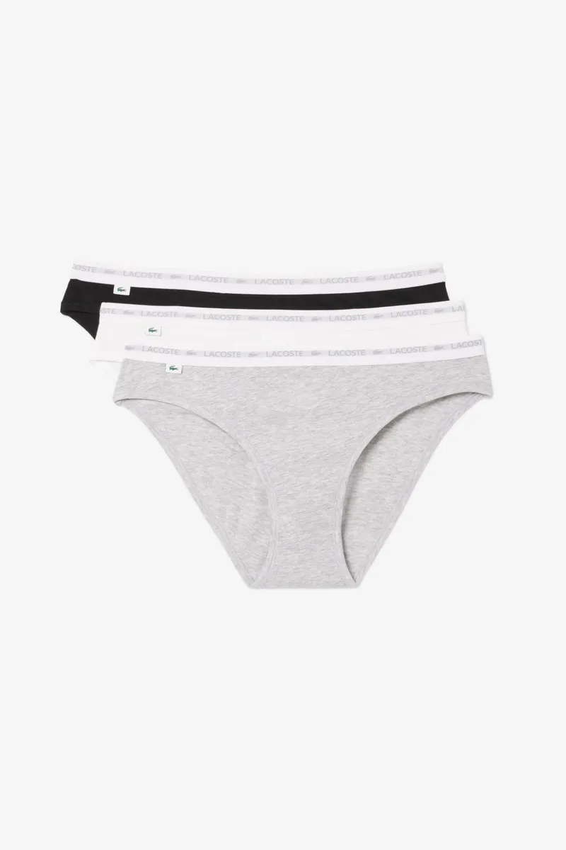 Lacoste σετ γυναικεία εσώρουχα brief με contrast μέση και λογότυπο (3 τεμάχια) - 8F1338 Γκρι