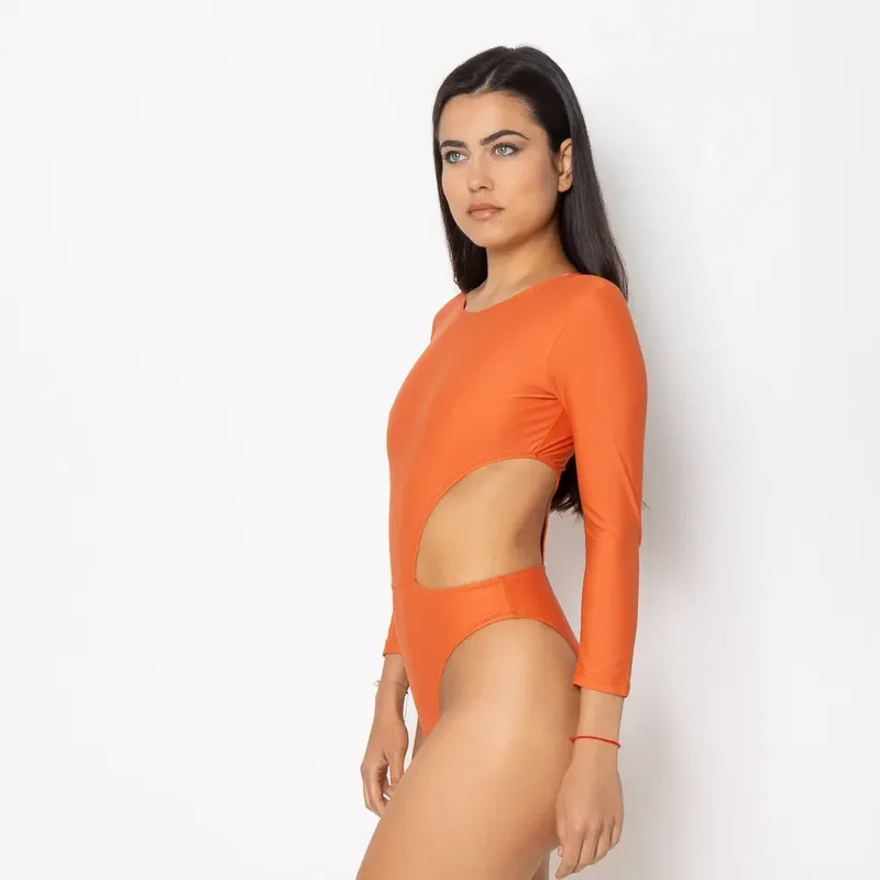 Women's Zip Up Long Sleeve Bodysuit Dragon