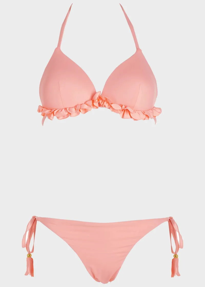 Bikini τριγωνάκι μονόχρωμο με βολάν. Καλύπτει C Cup ΣΟΜΟΝ