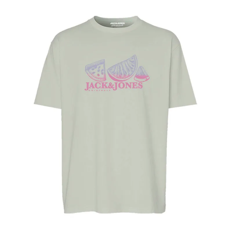 Jack & Jones "Split Gradient Tee"σε Plus fit γραμμή,με μεταξοτυπία - Celadon Green