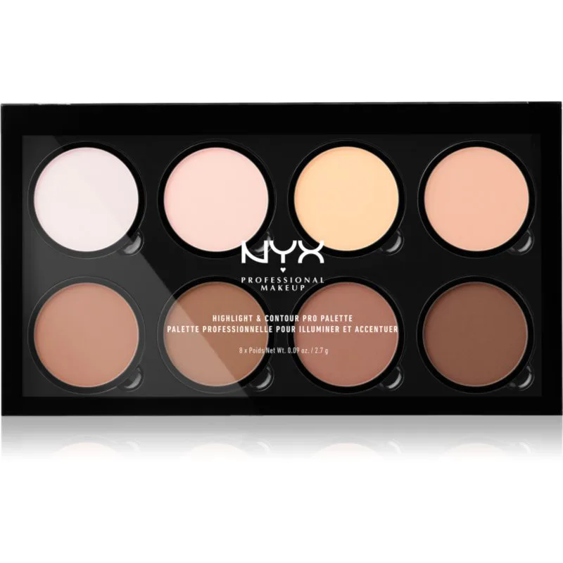 NYX Professional Makeup Highlight & Contour PRO μικρή παλέτα περιγράμματος 8x2,7 γρ