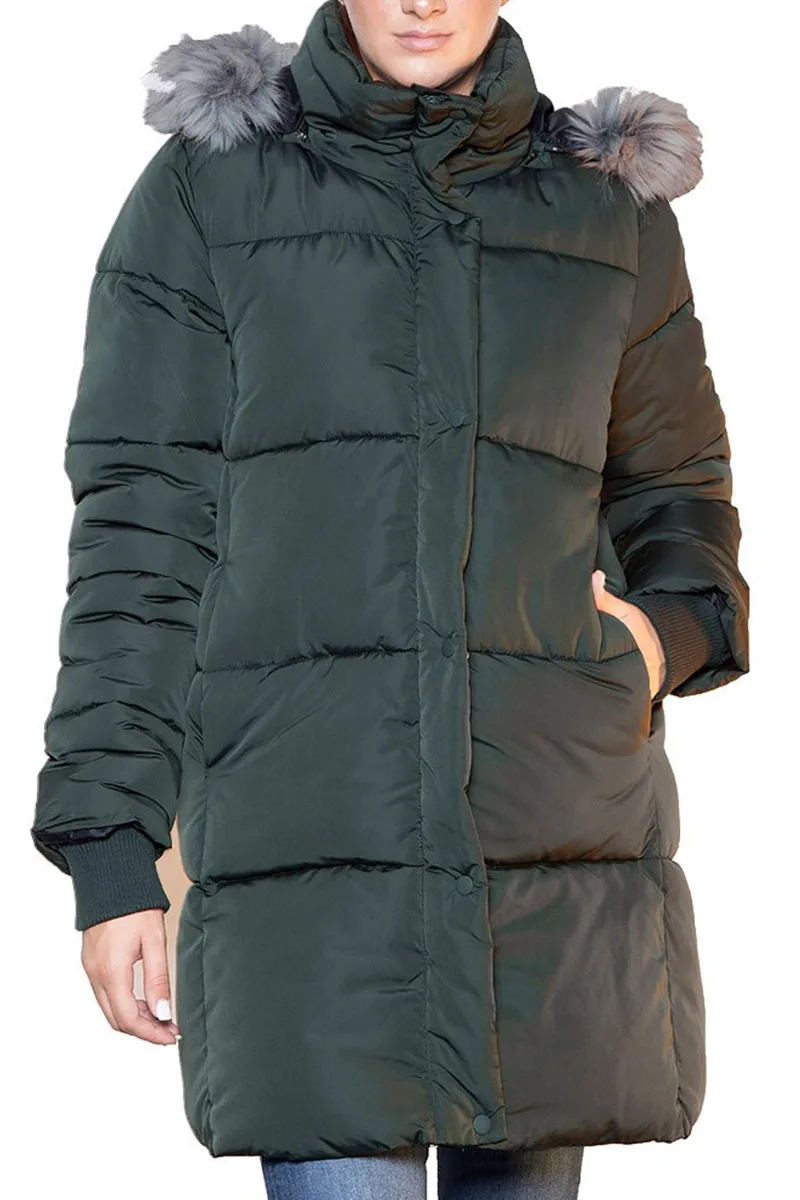 Μπουφάν Splendid Με Γούνα Στην Κουκούλα 42-101-008-DK.GREEN Γυναικείο