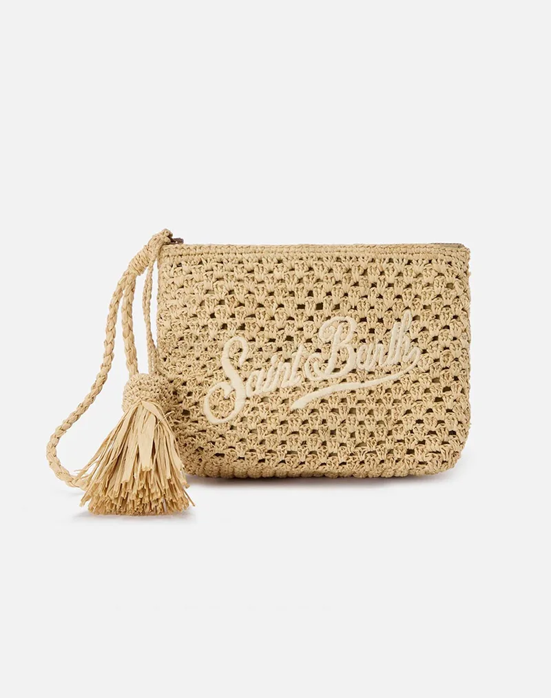 MC2 RAFFIA POUCH-POCHETTE-11 WAVE EMB RAFP001-00878L-00878L Biege