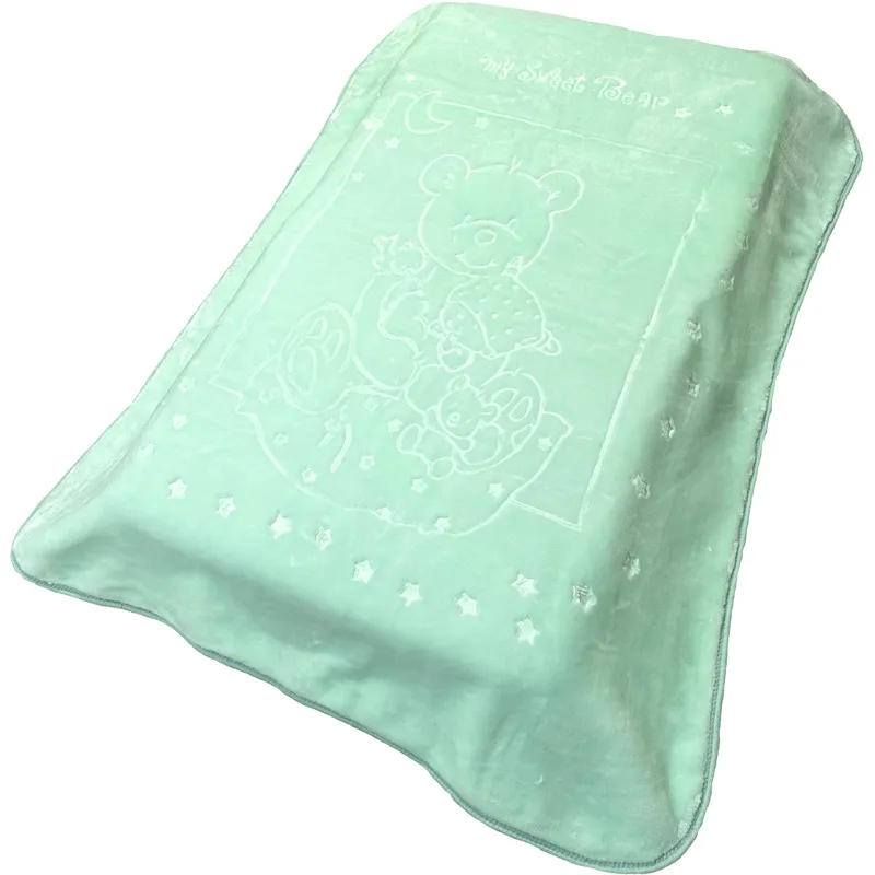 Κουβέρτα Βελουτέ Κούνιας 110x140 Dimcol Sweet Bear 15 Mint 110x140