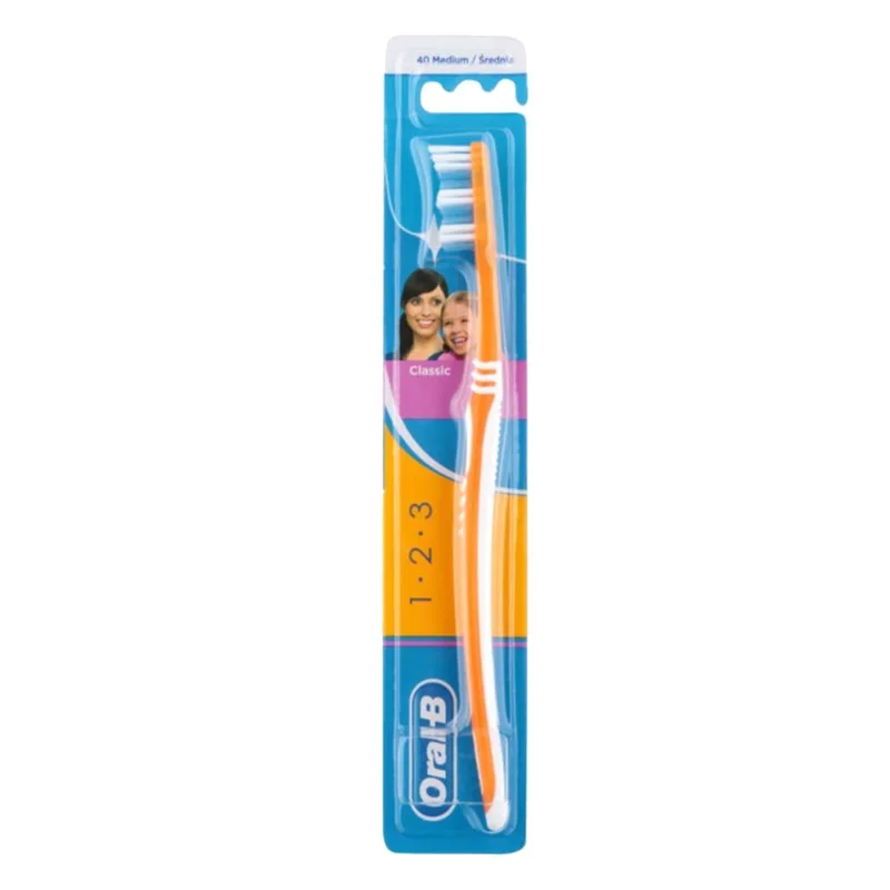 ΟΔΟΝΤΟΒΟΥΡΤΣΑ ORAL-B 1-2-3 CLASSIC ΠΟΡΤΟΚΑΛΙ ΜΕΤΡΙΑ