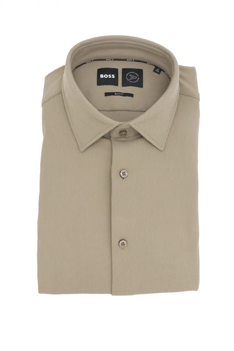BOSS PERFORMANCE ΠΟΥΚΑΜΙΣΟ ΚΟΤΛΕ SLIM FIT P-HANK-KENT-C1-222 ΧΑΚΙ