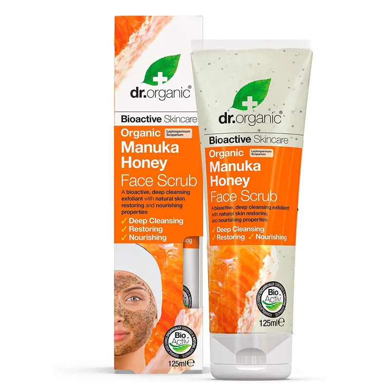 Dr Organic Manuka Honey Face Scrub Κρέμα Απολέπισης Προσώπου με Βιολογικό Μέλι Μανούκα 125ml