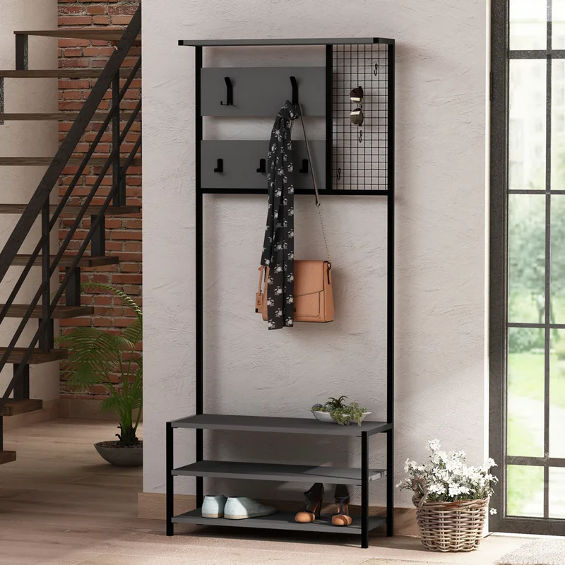 Έπιπλο Εισόδου / Πορτ Μαντό Nomad Portmanto - Anthracite 855Dte4019 (78x182x30 cm)