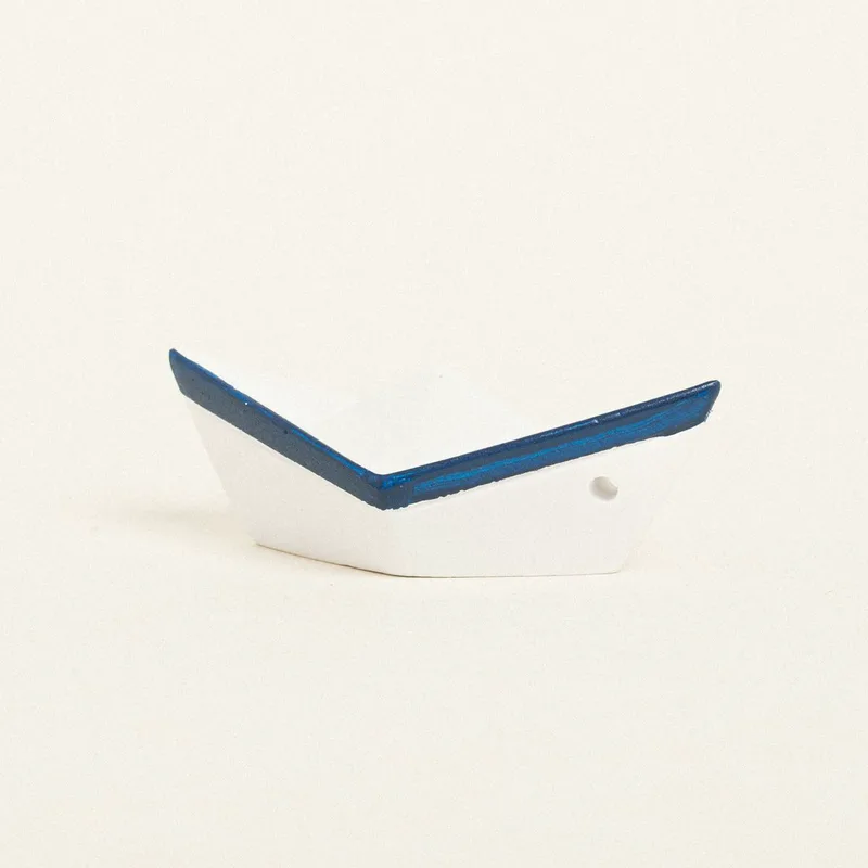 Beauty Home ΚΕΡΑΜΙΚΟ ΚΑΡΑΒΑΚΙ 7,5 x 3,5 x 3 cm ΛΕΥΚΟ / ΜΠΛΕ
