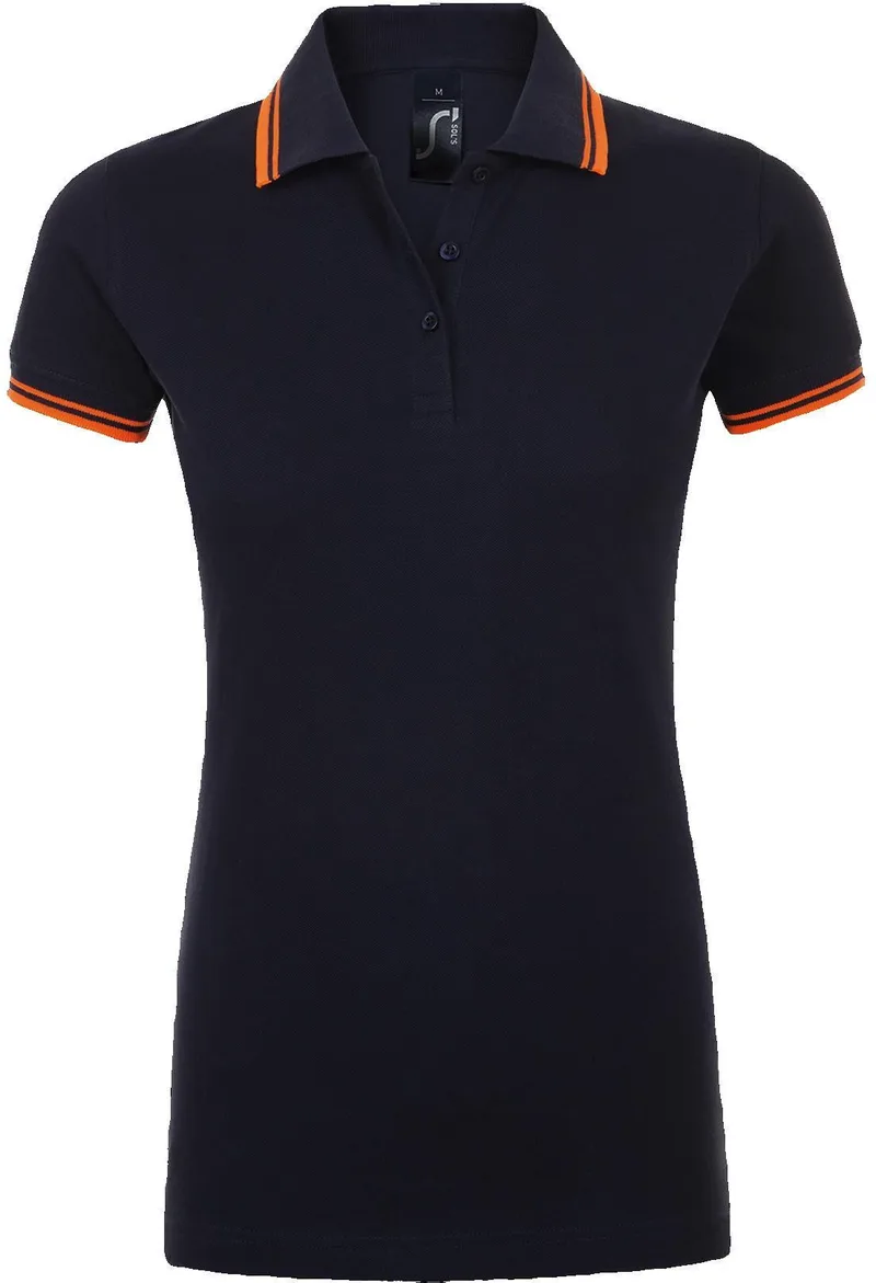 Γυναικείο πόλο πικέ Pasadena Women SOLS 00578 French Navy/Neon Πορτοκαλί