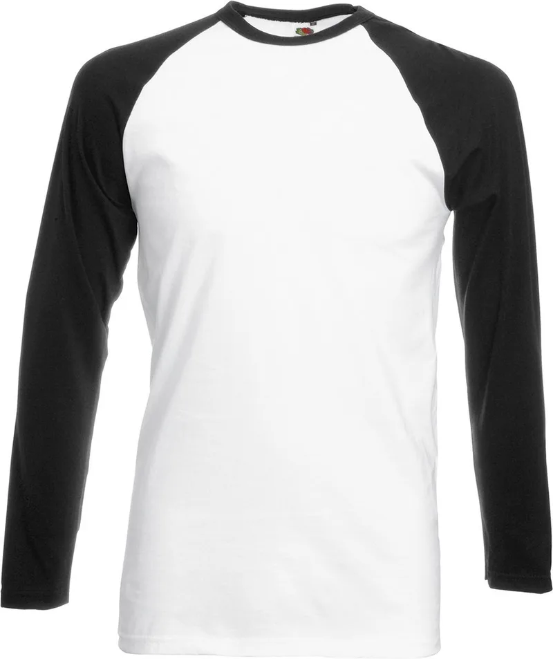 Μακρυμάνικο Baseball T-Shirt Fruit of the Loom 61-028-0 White/Black