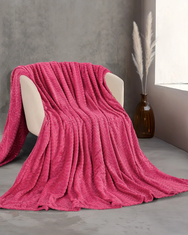 Κουβέρτα Fleece Υπέρδιπλη Harmonie Fuchsia (220x240), Rythmos Home