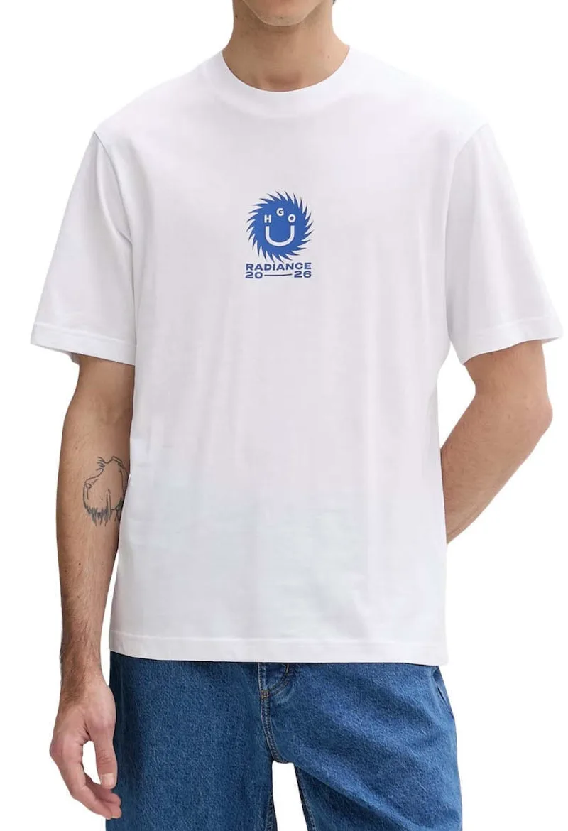 ΑΝΔΡΙΚΟ T-SHIRT HUGO NUNARIX ΚΟΝΤΟΜΑΝΙΚΟ ΛΕΥΚΟ