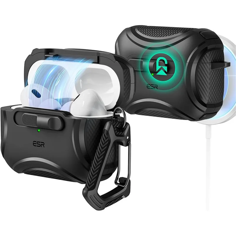 Θήκη AirPods Pro 2nd Gen / 1st Gen ESR Cyber FlickLock HaloLock Ανθεκτική με MagSafe - Black (4894240195239)