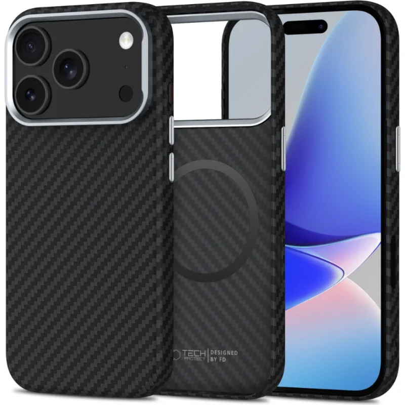 Θήκη iPhone 17 Pro Max Tech-Protect Ion Carbon Σκληρή με MagSafe - Black / Silver (5906302330362)