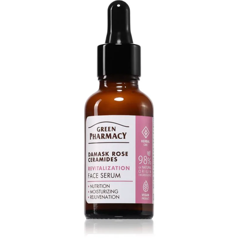 Green Pharmacy Damask Rose & Ceramides Serum αναζωογονητικός ορός προσώπου 30 ml