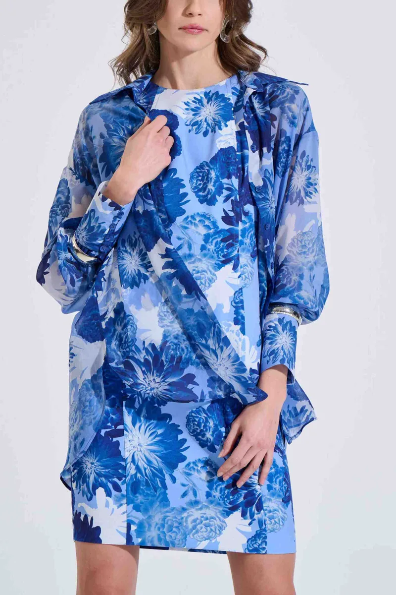 Bill Cost γυναικείο mini αμάνικο φόρεμα με floral σχέδιο - 10-342491-0 Μπλε Σκούρο