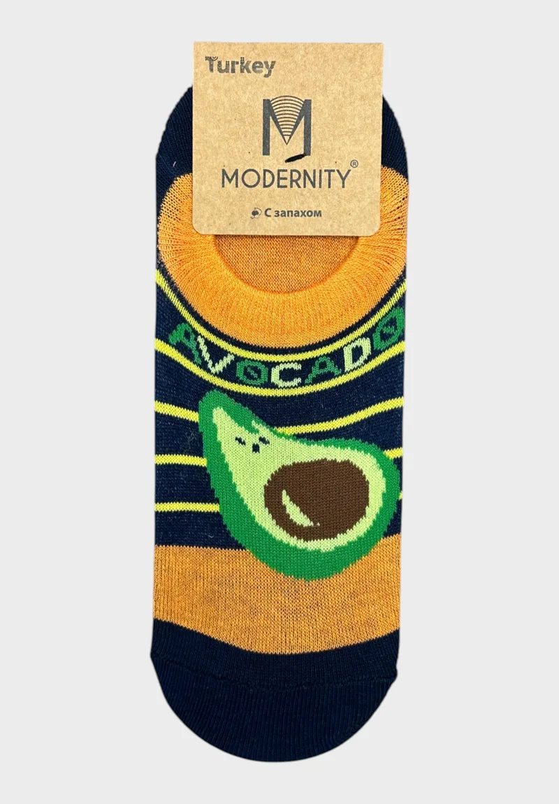 Modernity Γυναικείες Κάλτσες Αστραγάλου με Σχέδιο Avocado II MDW16-Μπλε