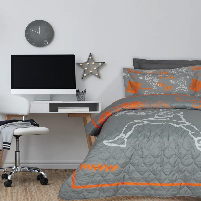 Παιδικό Κουβερλί Μονό Das Home 4941 Grey- Πορτοκαλί 160x220