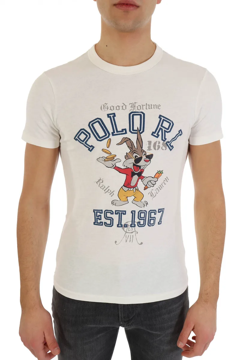 RALPH LAUREN T- SHIRT LOGO BUNNY ΥΠΟΛΕΥΚΟ