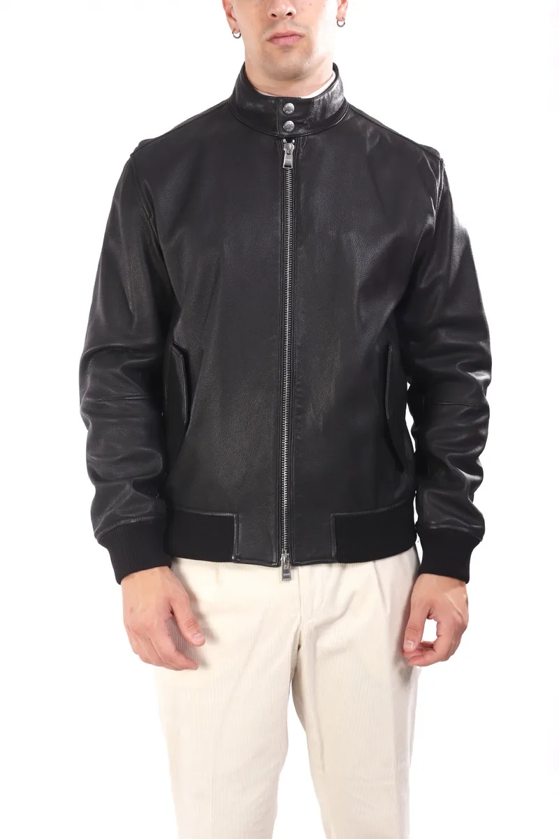 BOSS ΜΠΟΥΦΑΝ ΔΕΡΜΑ BOMBER H-MOINER ΜΑΥΡΟ