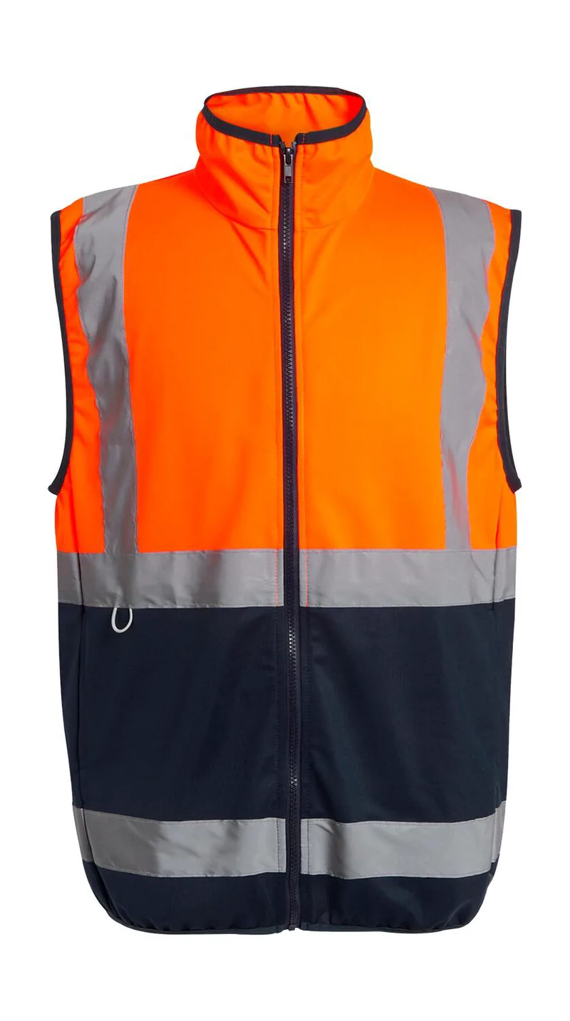 Pro Hi-Vis Full Zip Gilet Regatta High Visibility TRS257 Orange/Navy