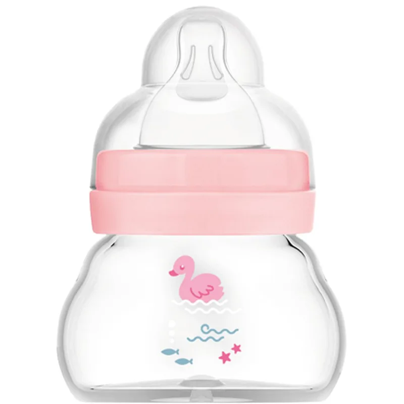 Mam Feel Good Premium Glass Baby Bottle 0m Κωδ 380SGc Γυάλινο Μπιμπερό με Θηλή Σιλικόνης με Πολύ Μικρή Ροή 90ml - Ροζ