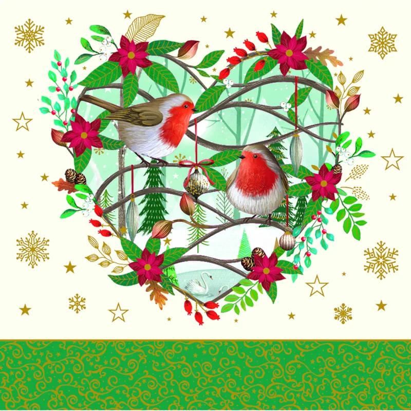 Pictura Xmas Arabesque Κάρτα Τρίπτυχη Πουλάκια σε Καρδιά