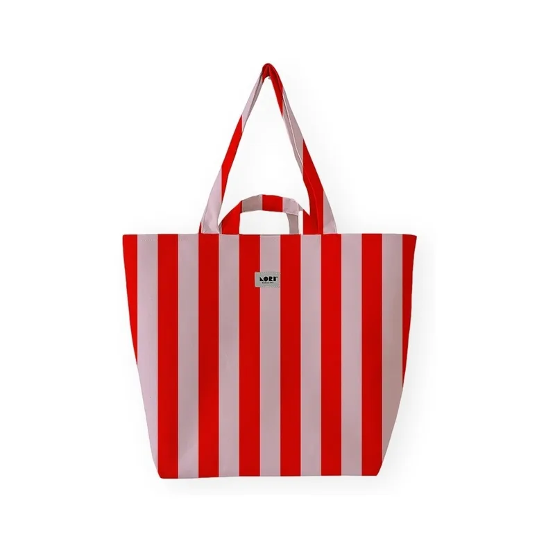 Shopping bag Lori Barcelona Bold Stripe Bag - Pink/Red