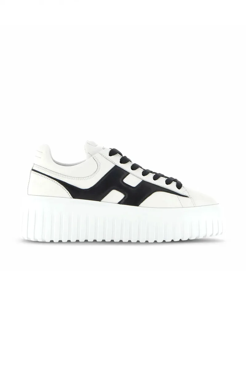 HOGAN ΠΑΠΟΥΤΣΙΑ SNEAKERS H-STRIPES ALLACCIATO H SPEZZATA ΛΕΥΚΟ-ΜΑΥΡΟ