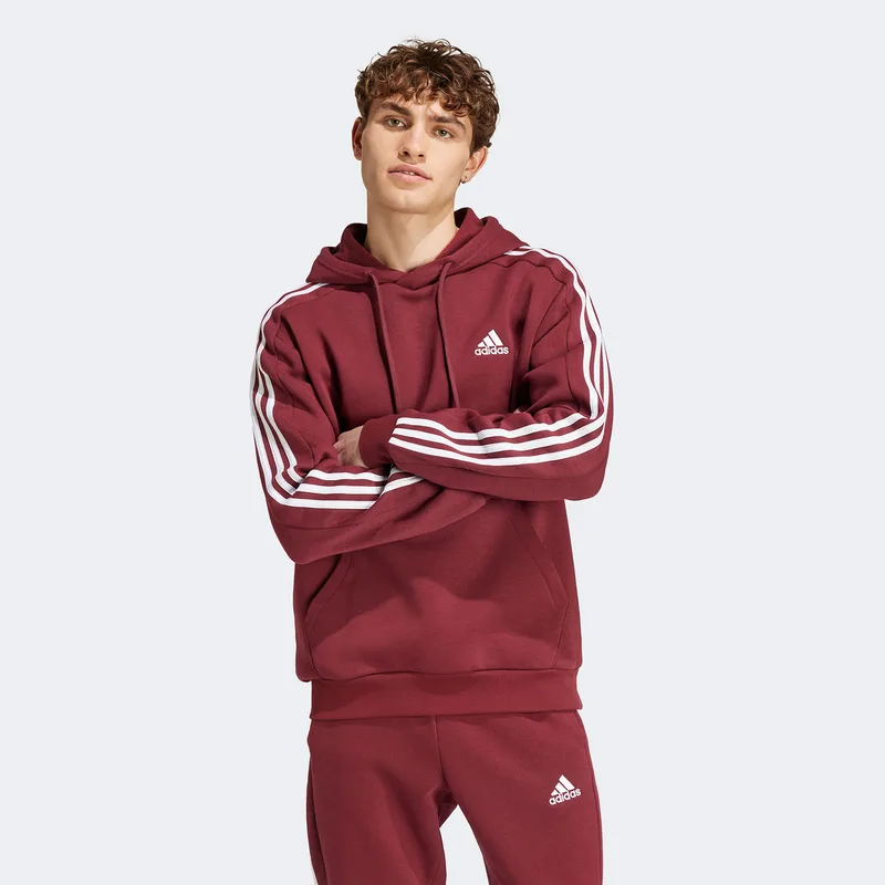 ADIDAS ESSENTIALS FLEECE 3-STRIPES HOODIE ΚΟΚΚΙΝΟ