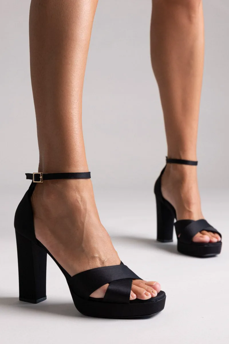 TFP Platform Sandals - 4032 - Black Satin
