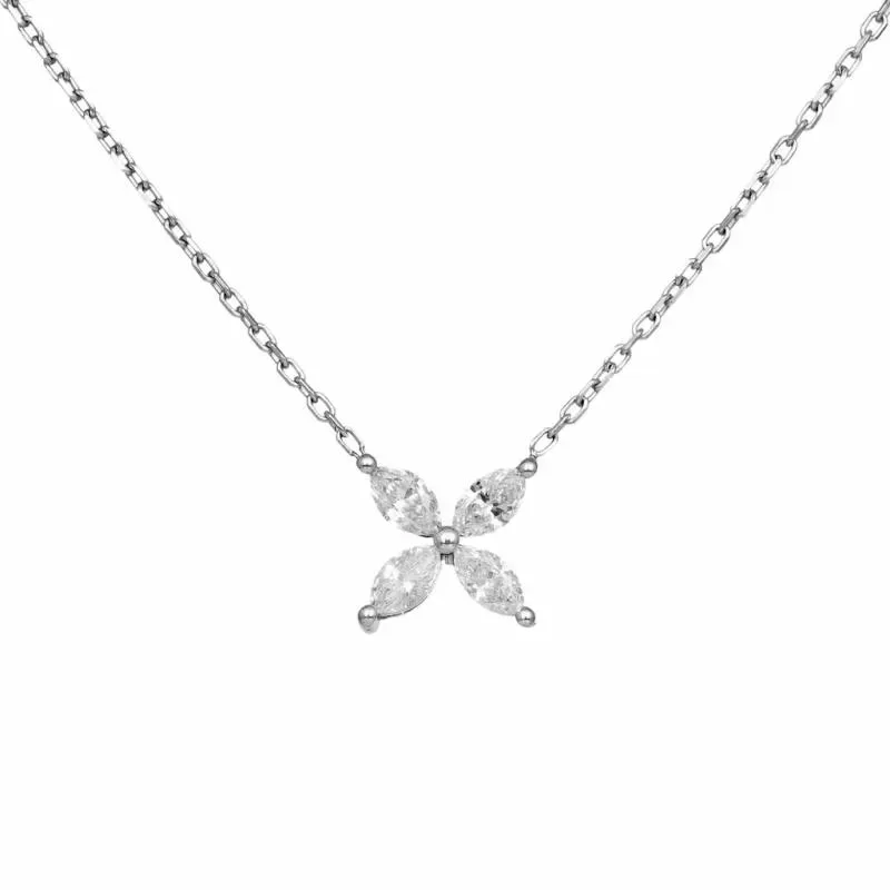 Λευκόχρυσο γυναικείο κολιέ Κ18 Navette Diamonds 048527 048527 Χρυσός 18 Καράτια