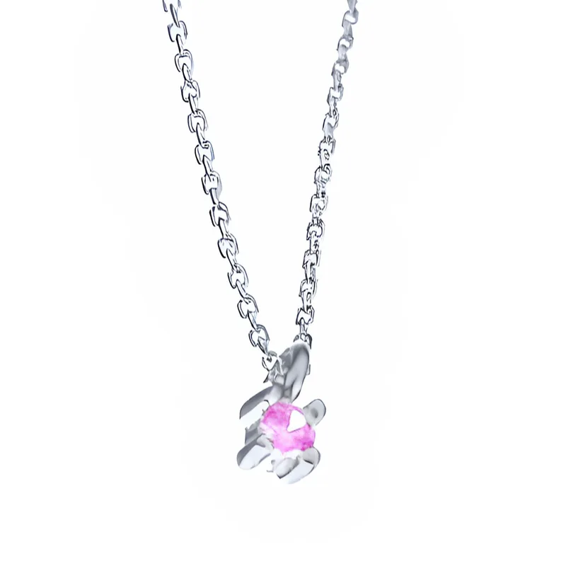 Κολιέ Ασήμι 42cmμε ροζ zircon Gatsa 0612Κ
