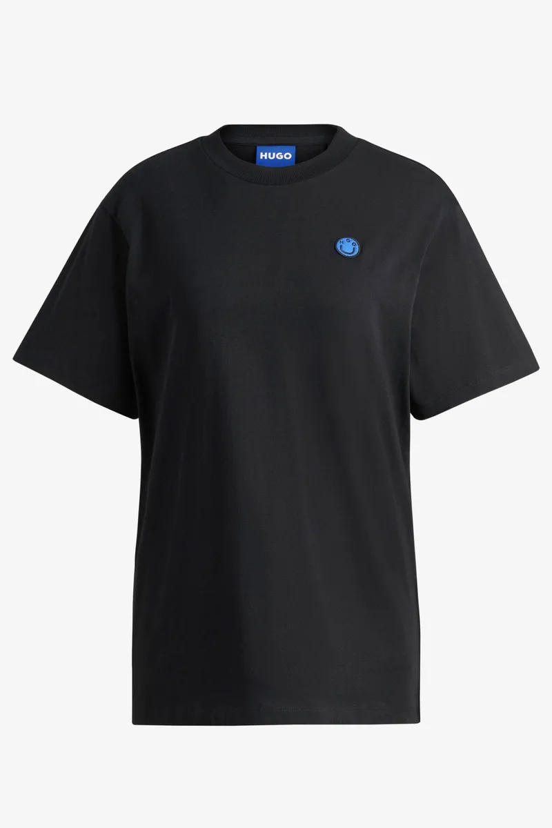 HUGO BLUE T-SHIRT VINTAGE TEE_B_1 JERSEY LOGO ΜΑΥΡΟ