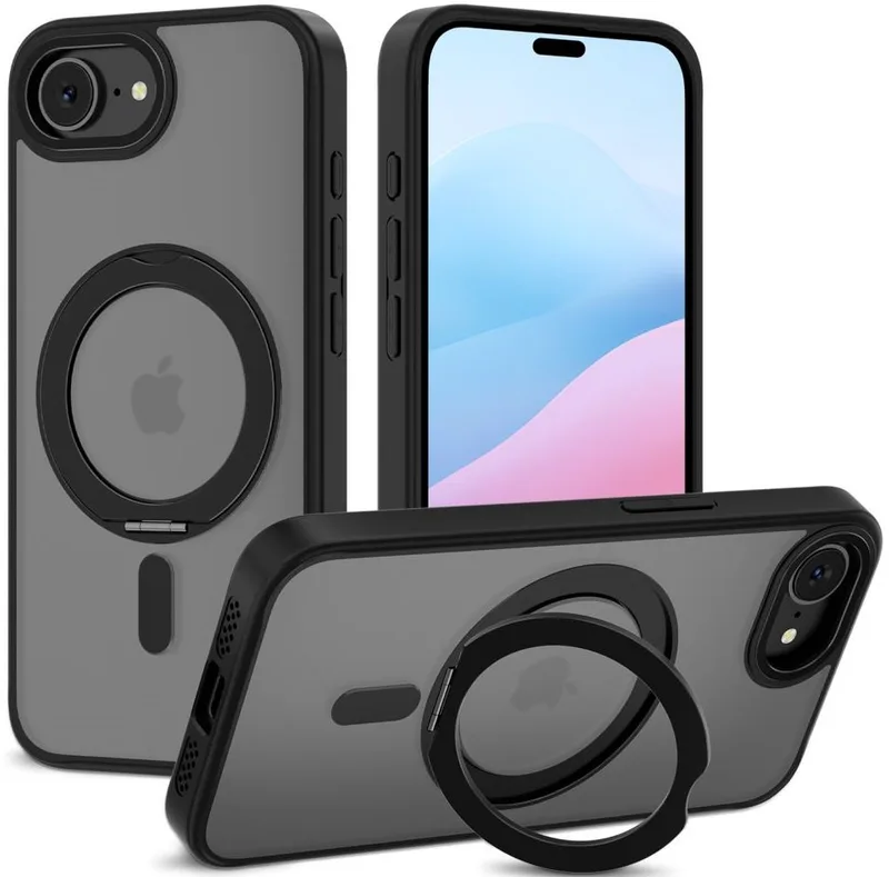 Θήκη iPhone 17e / 16e Tech-Protect MagRing Σκληρή Ημιδιάφανη με MagSafe & KickStand - Matte Black (5906302360338)
