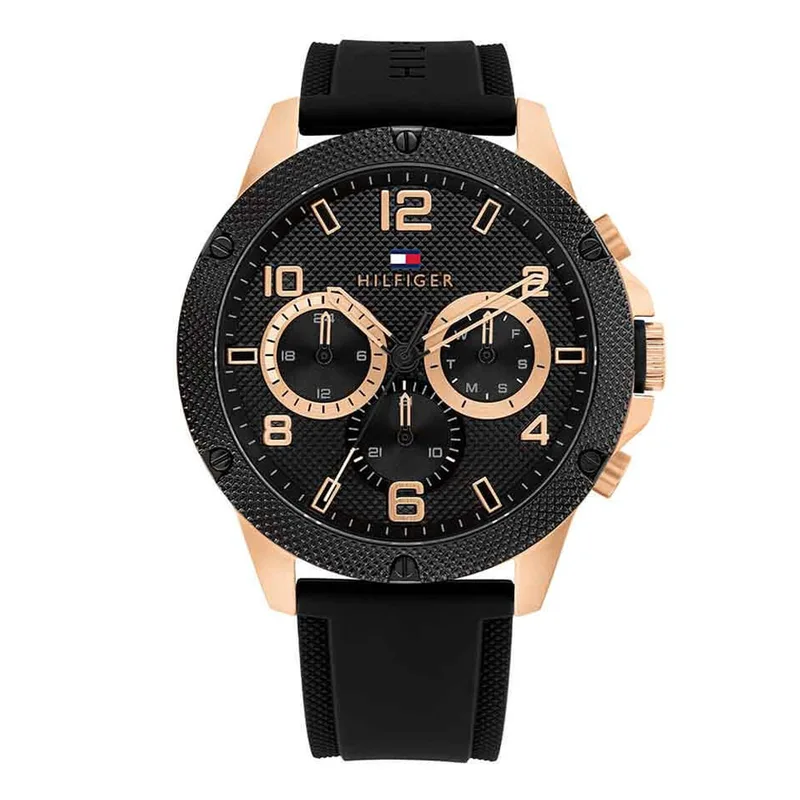 TOMMY HILFIGER Blaze Multifunction Black Rubber Strap 1792028