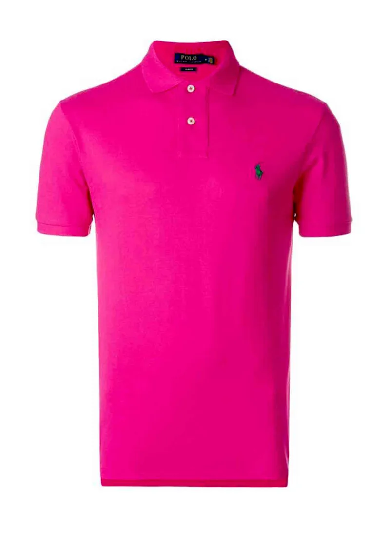 Ανδρική Mesh Polo Μπλούζα σε Slim fit γραμμή - 710536856 135 Ροζ