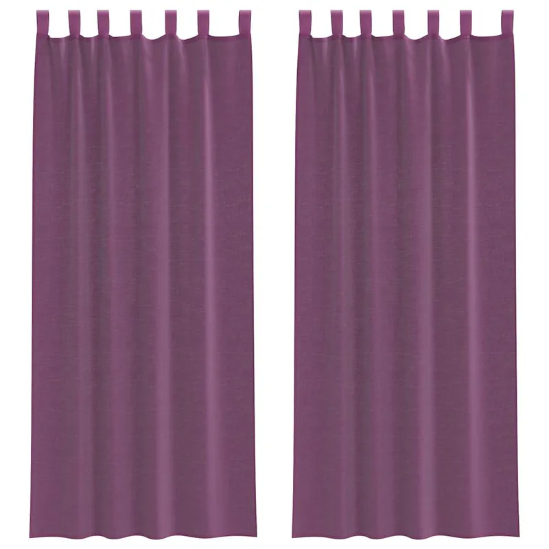 vidaXL Κουρτίνες Voile με Θηλιές 2 τεμ. Μωβ 140x260 εκ.