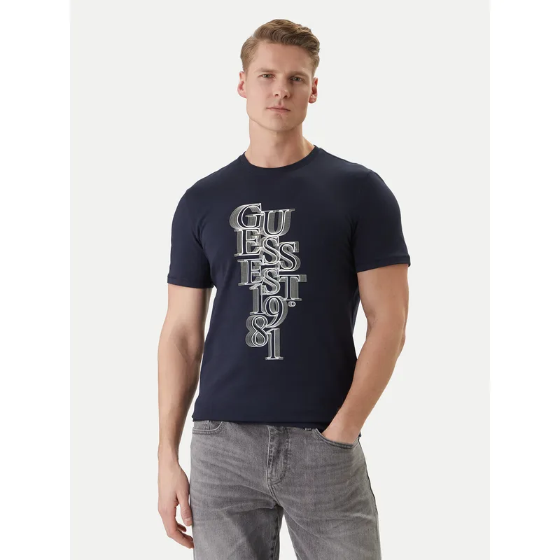 Guess T-Shirt M6GI10 K2991 Σκούρο μπλε Slim Fit