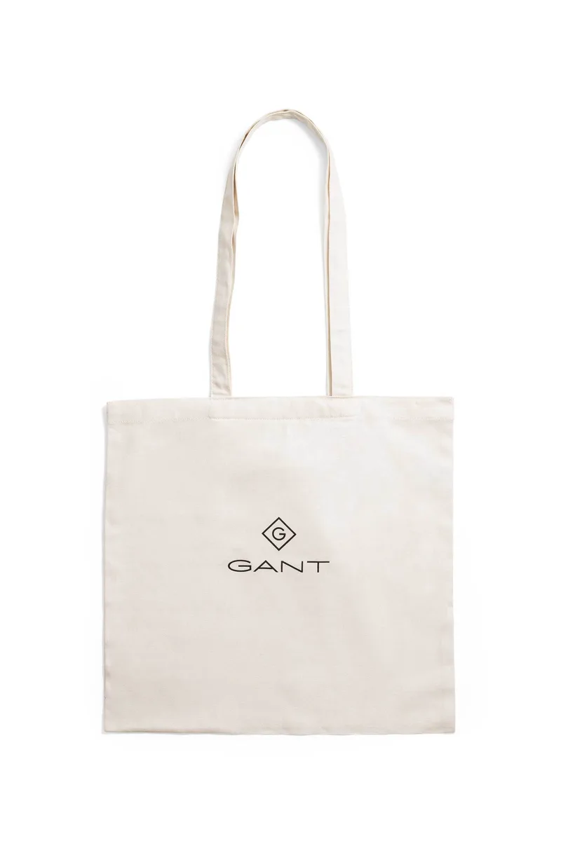 Gant γυναικεία βαμβακερή τσάντα shopper μονόχρωμη με logo print - 4970032 Μπεζ
