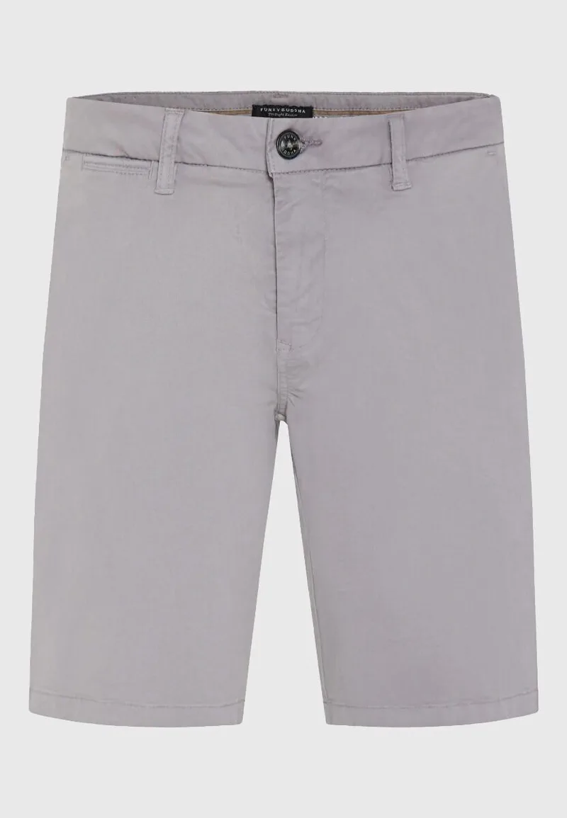 Funky Buddha Ανδρική βερμούδα chino - The essentials FBM013-001-03 Σκούρο Γκρί