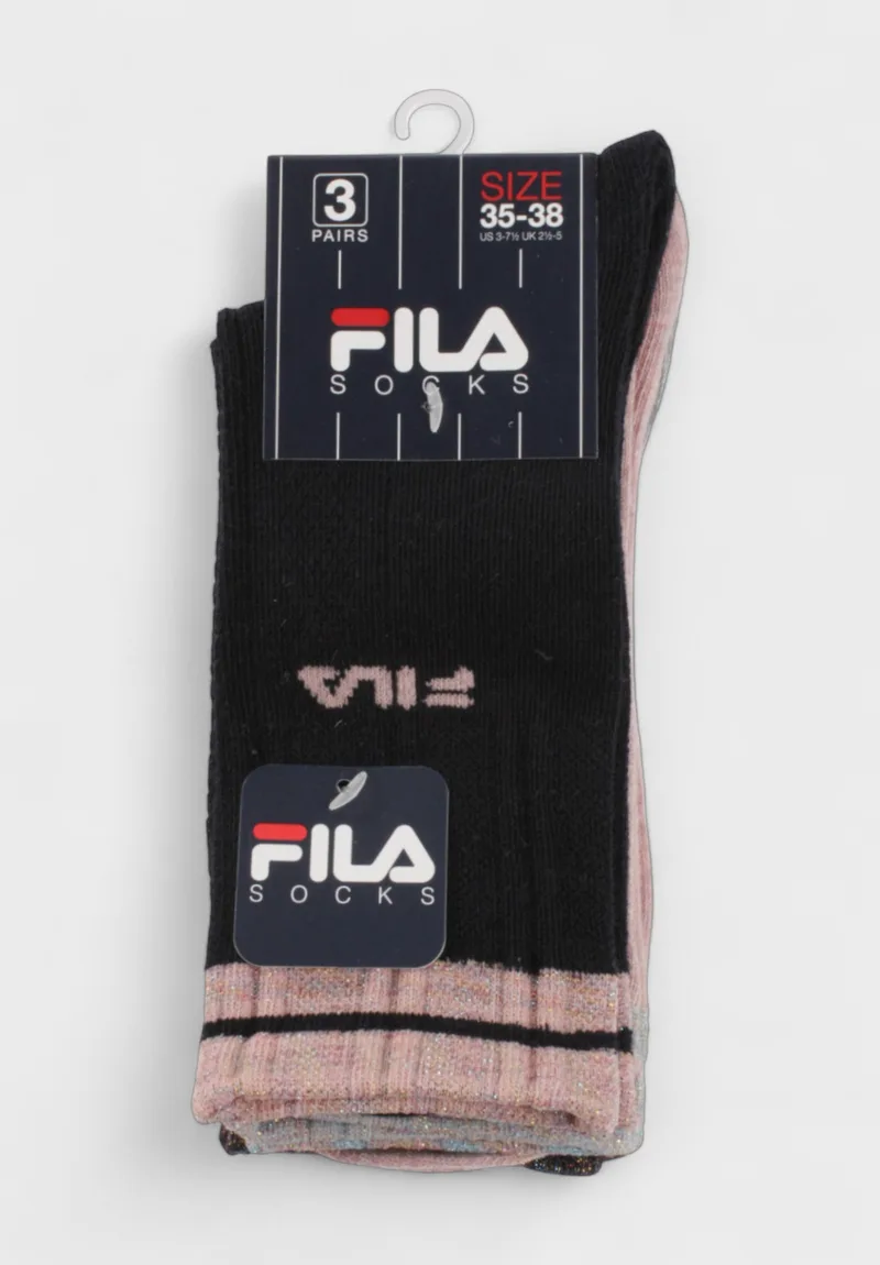Fila Παιδικές Κάλτσες σε Συσκευασία 3 Ζευγών Flower - Μαύρο, Ροζ, Γκρι F8207-805-Πολύχρωμο