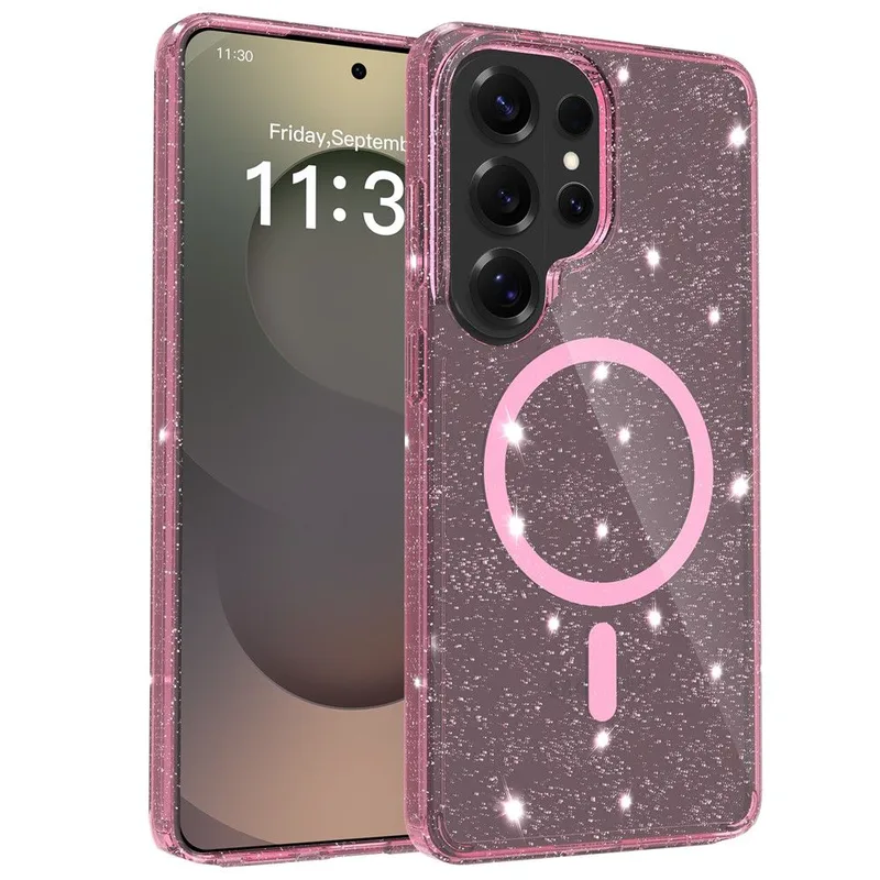 Θήκη Orso Glitter Powder Magsafe Clear Ροζ Samsung Galaxy S26 Ultra