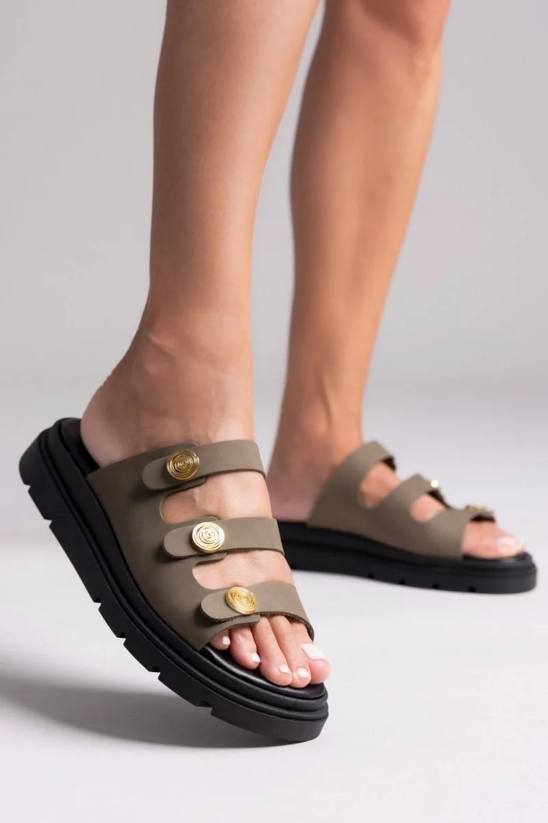 TFP Nubuck Flatform Sandals - 4588 (nubuck) - Khaki