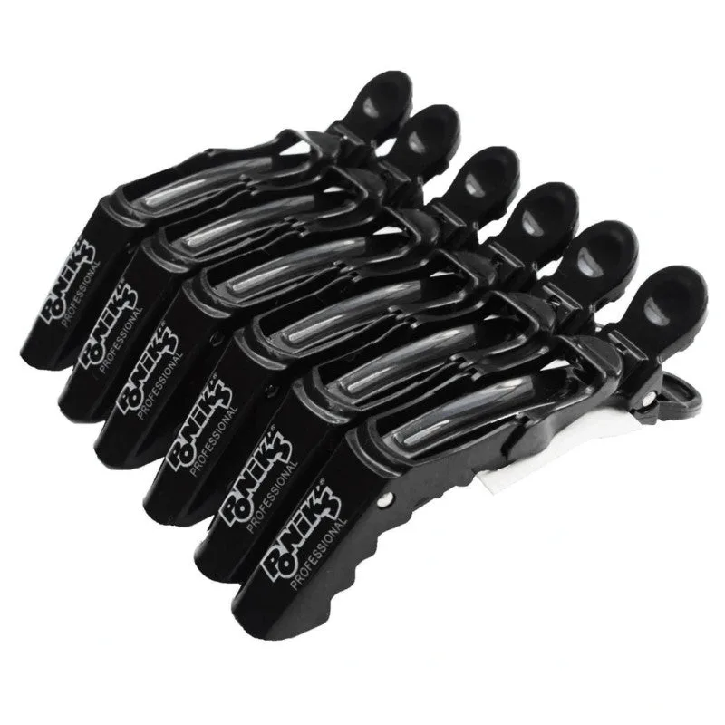 Poniks hair clips, 6 pieces, black