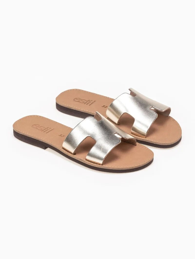 Estil Leather Sandals with Cutouts - 23 - Light Χρυσό