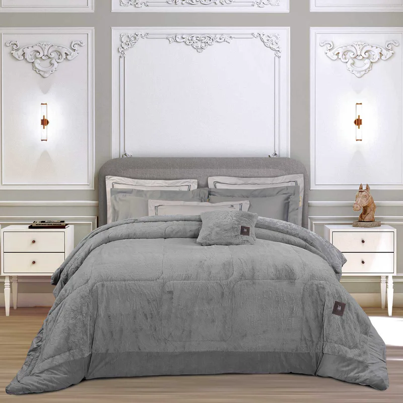 Greenwich polo club κουβερτοπαπλωμα rabbit faux fur king premium 3964 grey 240χ250