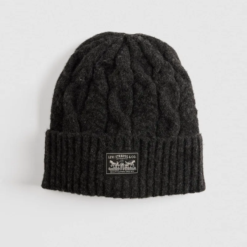 Holiday Cable-knit Backpatch Beanie
