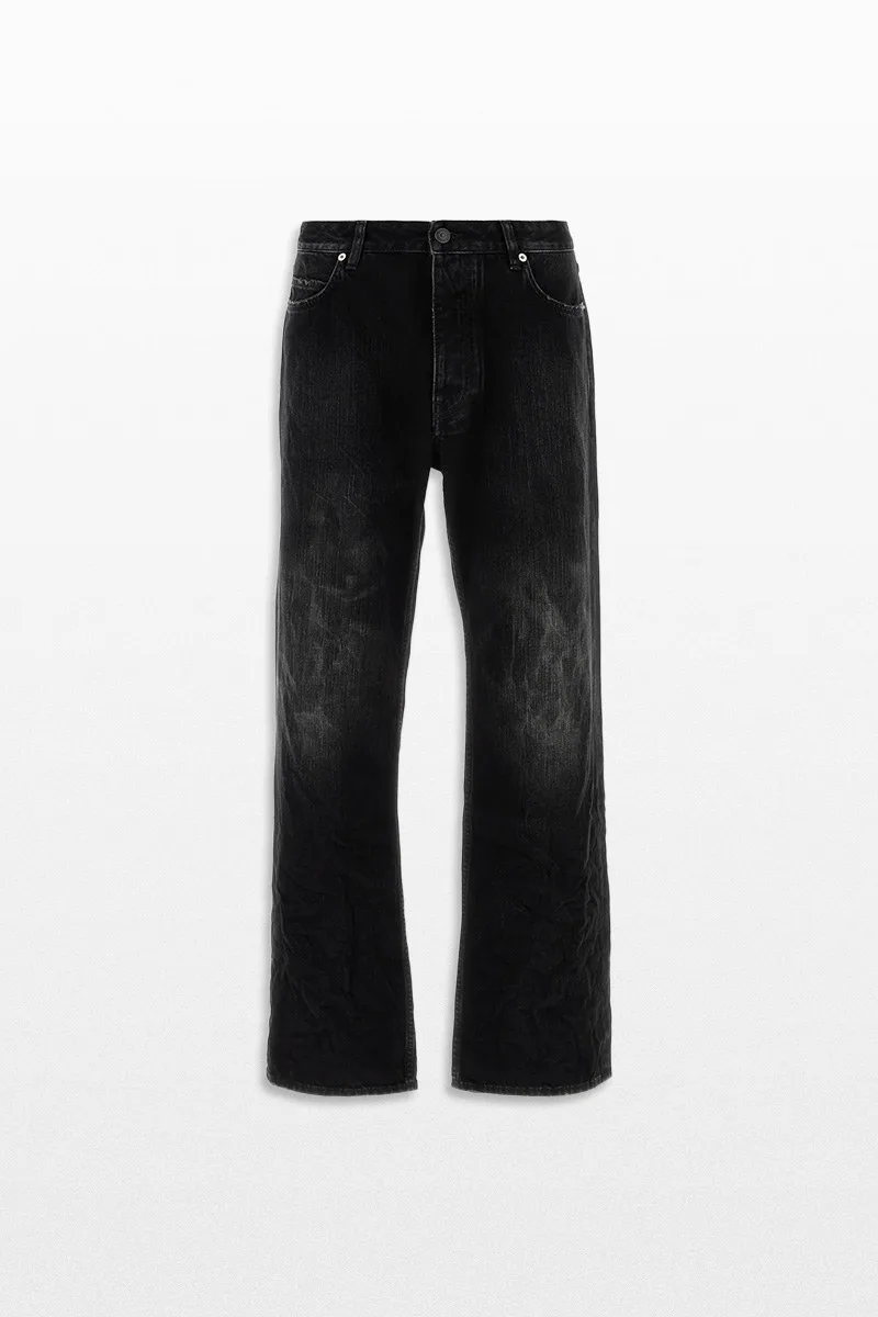 BALENCIAGA Ανδρικό Μαύρο Distressed Wide-Leg Denim Jeans